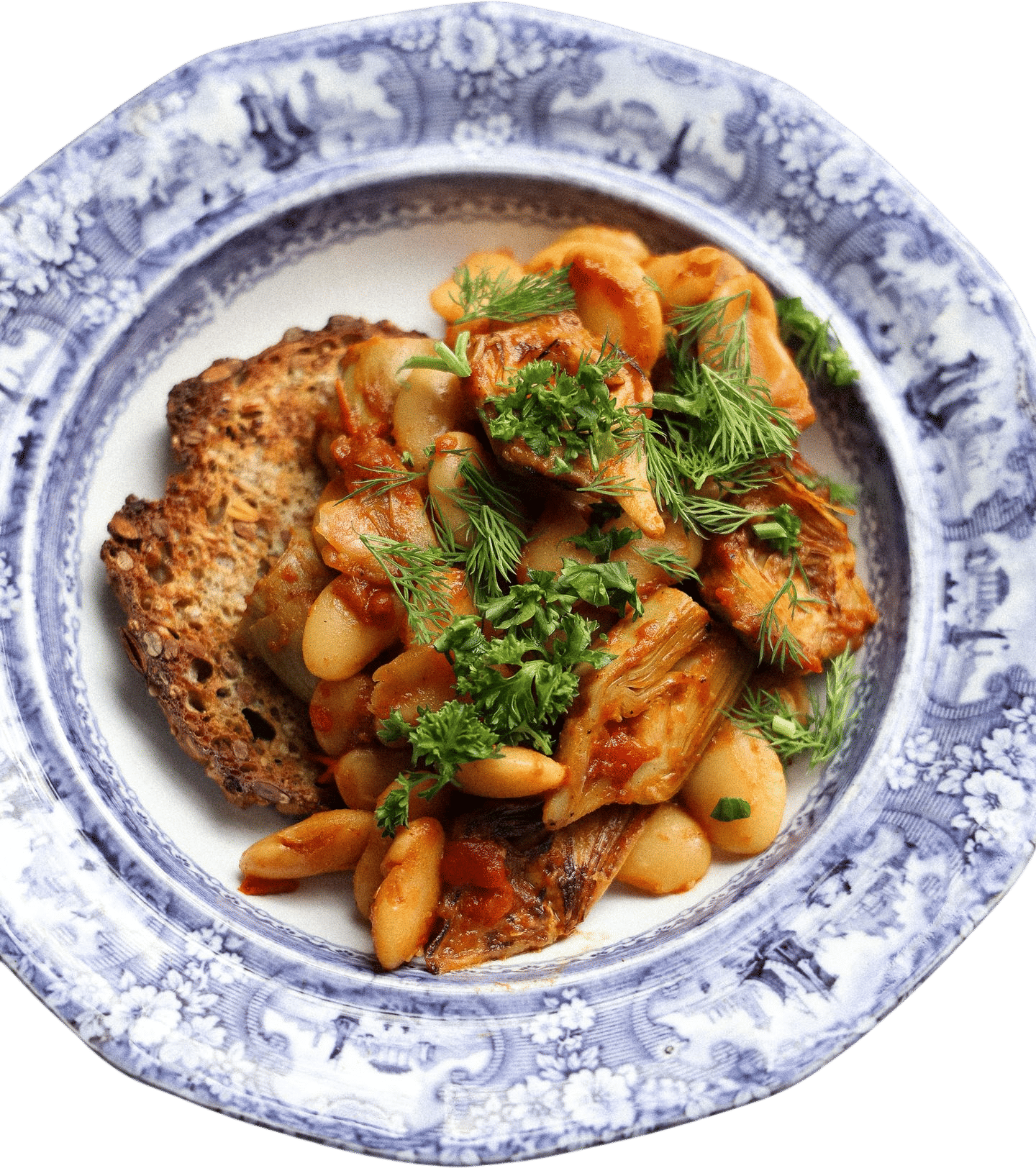 Stewed Harissa Artichokes and Beans