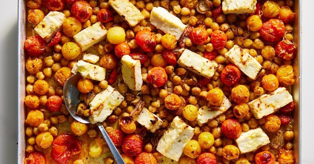 Sheet-Pan Feta With Chickpeas and Tomatoes