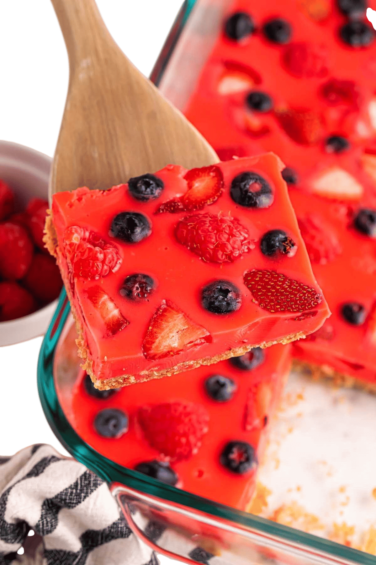 STRAWBERRY JELLO WITH BERRIES IN IT