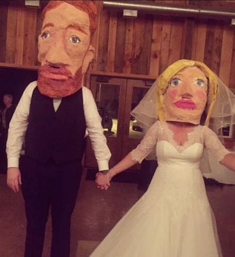 making giant paper mache heads for your wedding