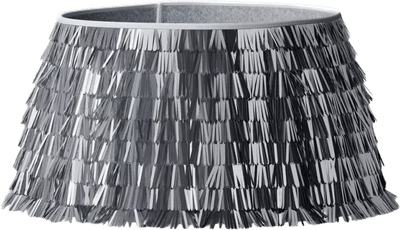 Christmas Mirrored Metallic Fringe Fabric Tree Collar Silver