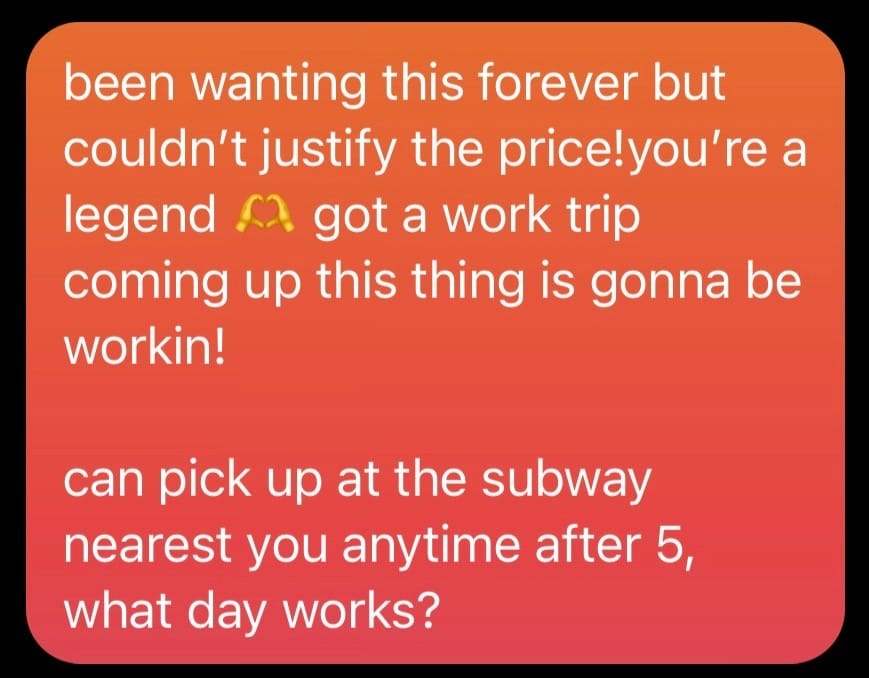 The vicarious high of giving  people good deals on Facebook Marketplace 🪎