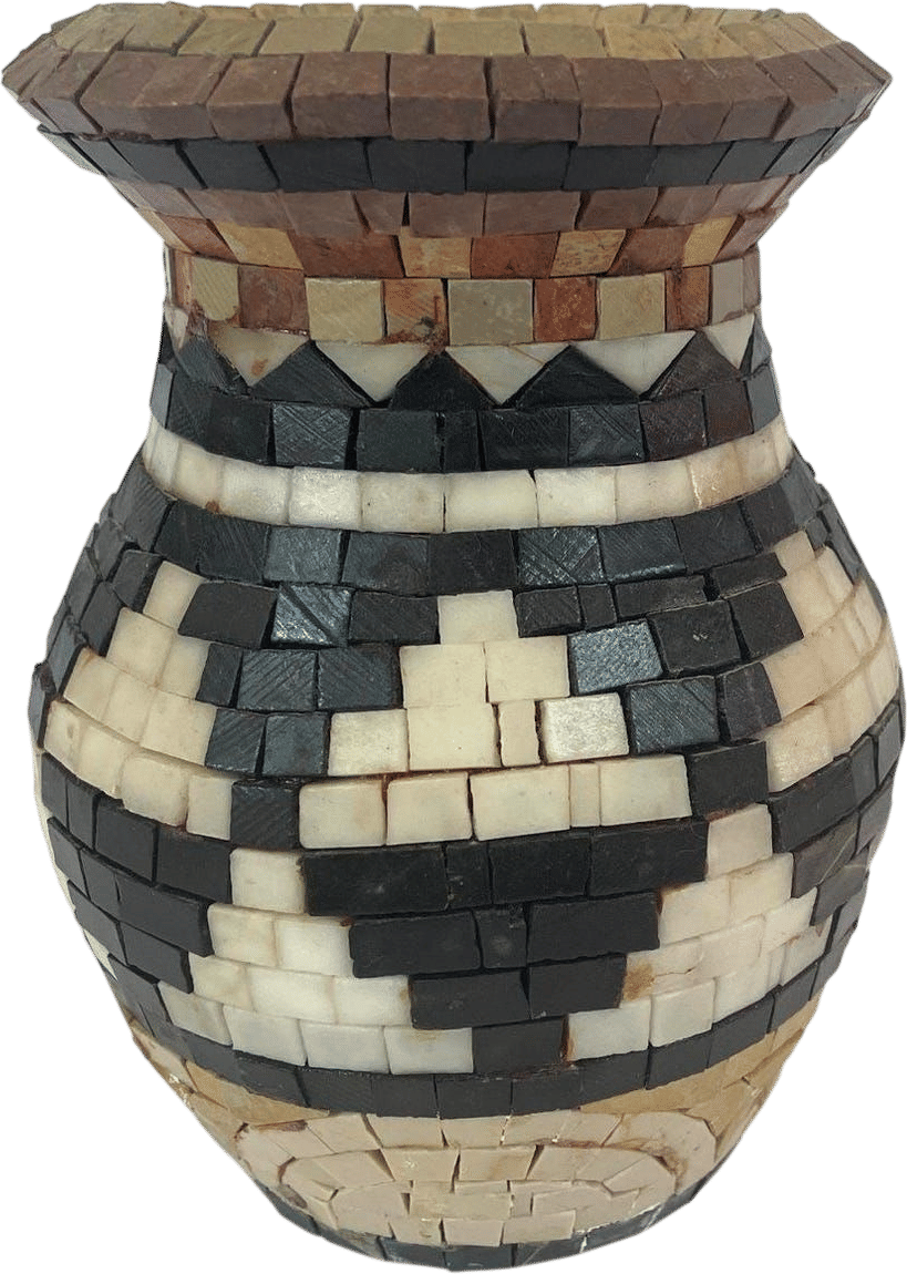 Vintage Handcrafted Mosaic Stone Vase