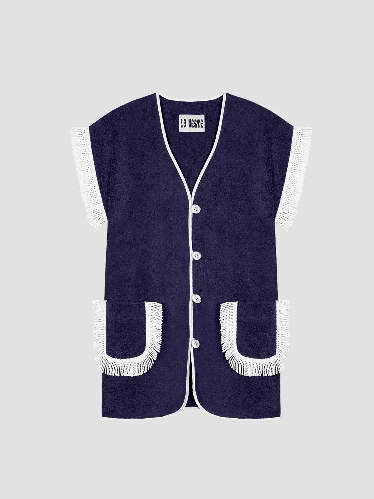 La Veste Pitaya Towel Dress Navy And White