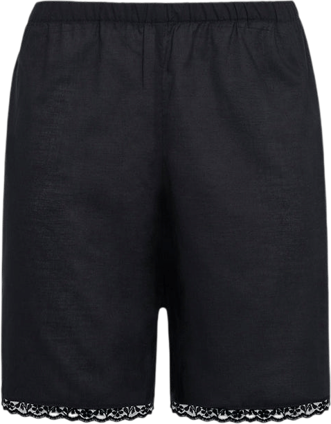 Cou Cou Intimates The Bermuda Short: Black Cotton Voile