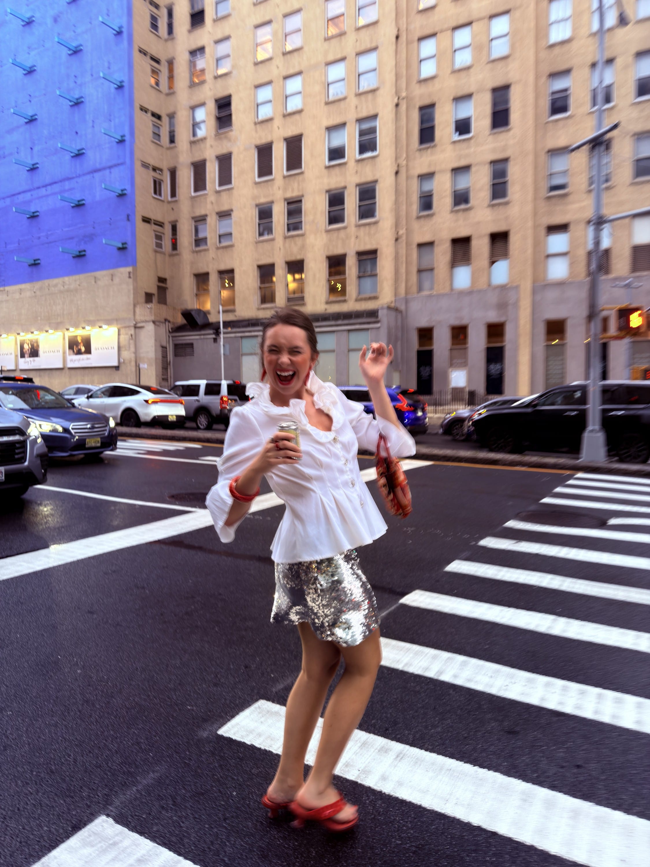 Sequin Skirt, Fun Button Up