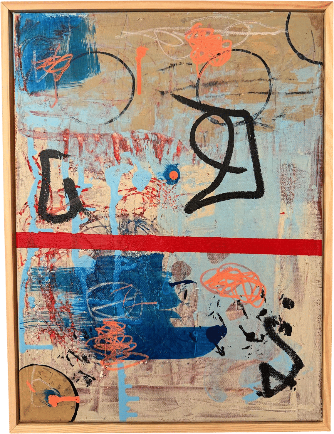 Red Line Original Mixed Media Painting