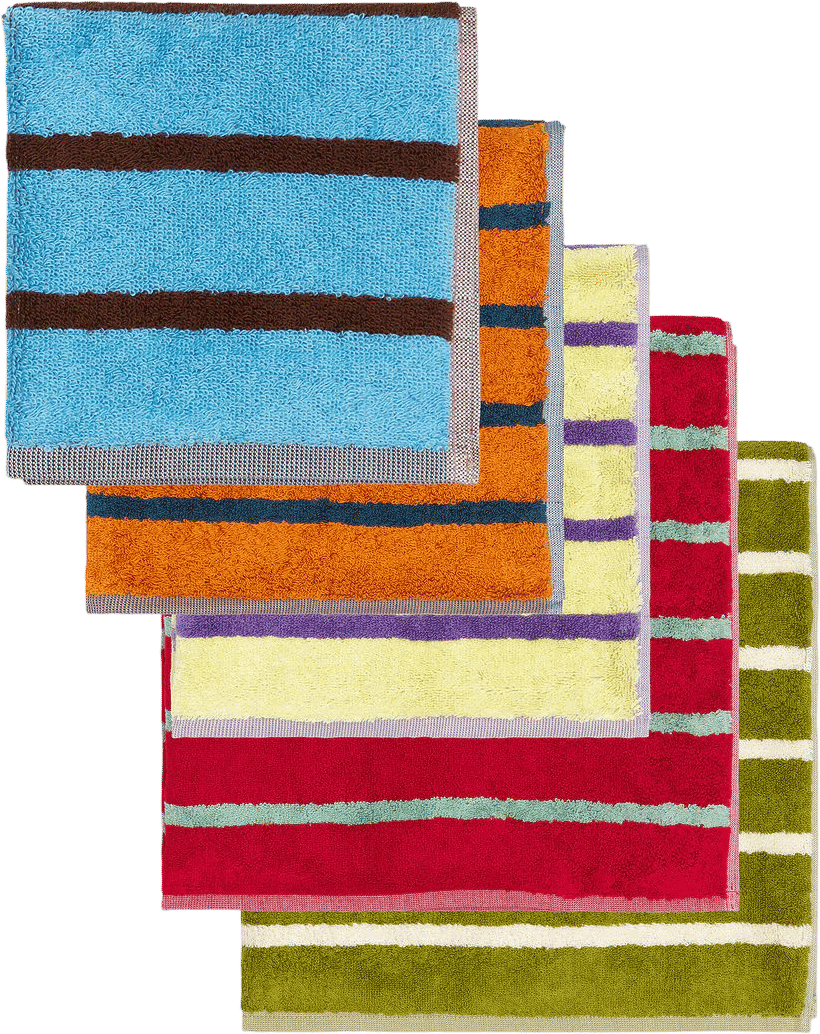 Dusen Dusen Set Of 5 Bird Stripe Towels
