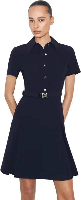 Short-Sleeve Pleated Golf Dress