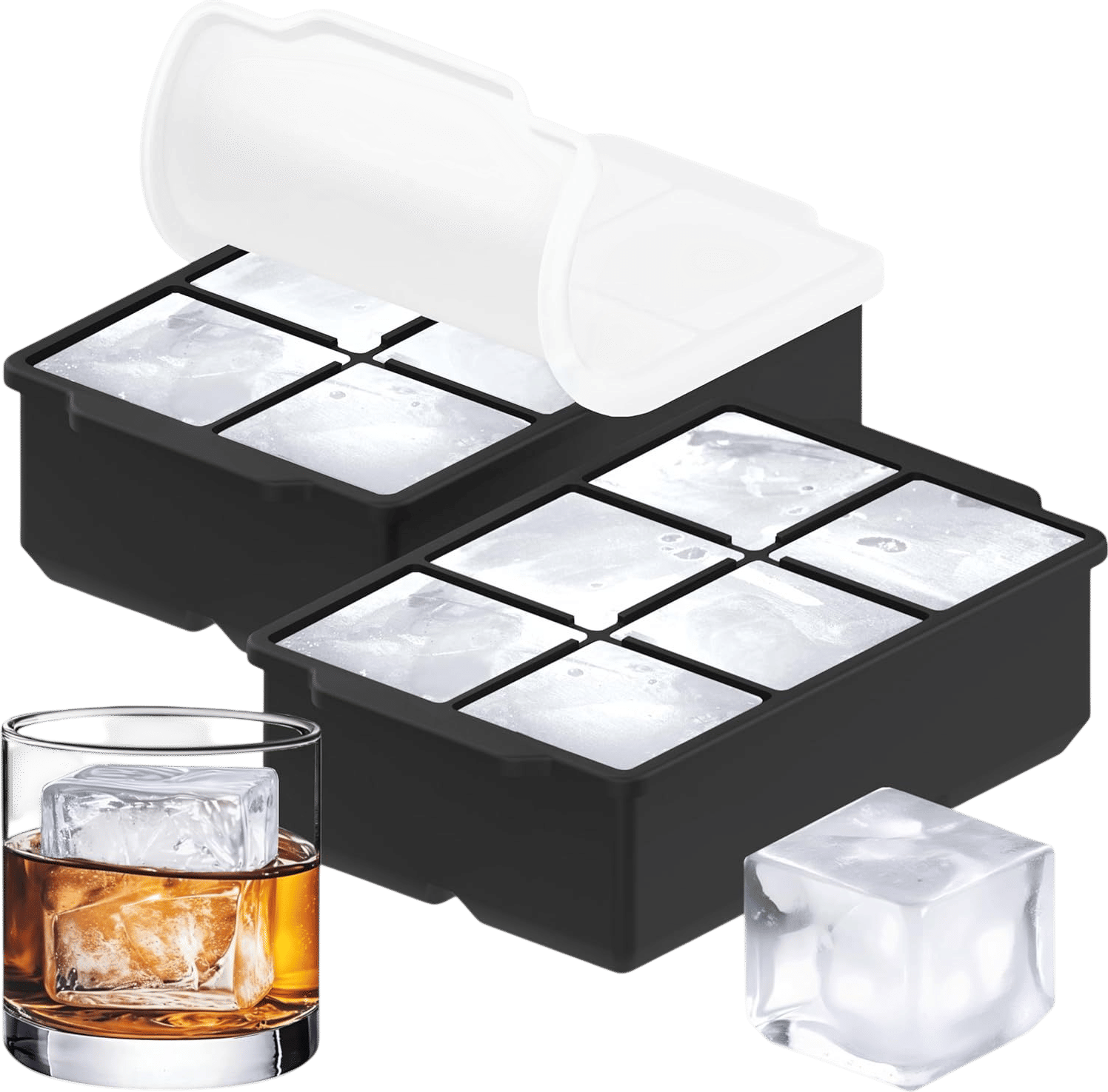 KitchFort Large Silicone Ice Cube Tray (2-Pack)