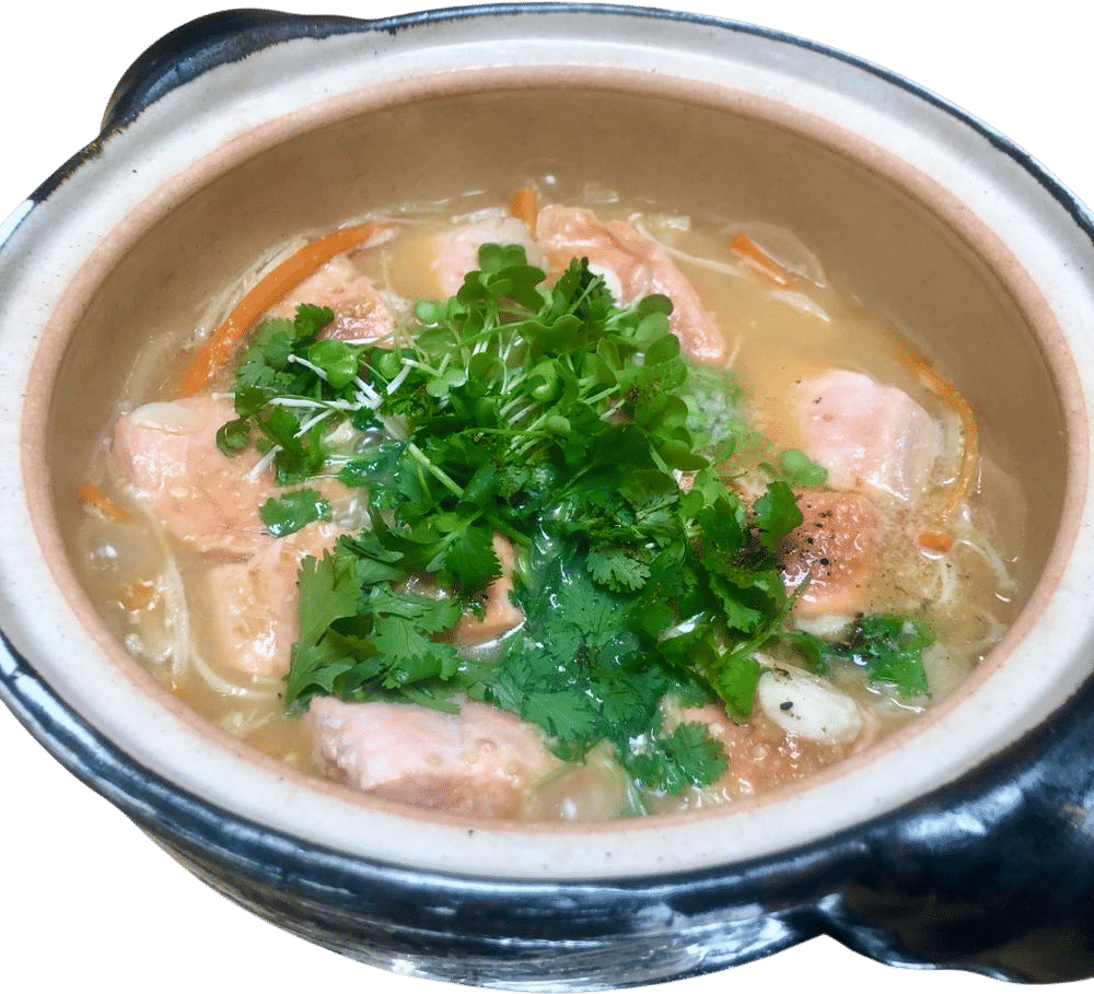 Salmon and Daikon in Garlic Butter Miso Sauce