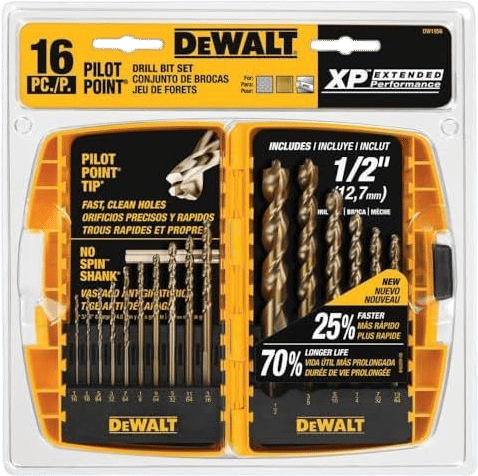 DEWALT DW1956 16-Piece Drill Bit Set with Pilot Point