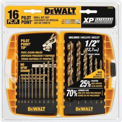 DEWALT DW1956 16-Piece Drill Bit Set with Pilot Point