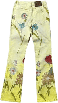 Roberto Cavalli S/S 2000 Floral Dip Dye Yellow Archive Bootcut Y2K Denim Jeans | eBay