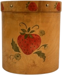 Vintage Folk Art Tole Painted Teak Wood Trash Can