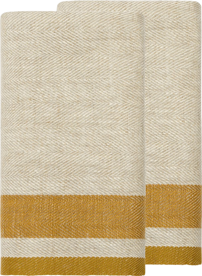 Gordes Natural & Mustard Tea Towel 20x30 - Set of 2