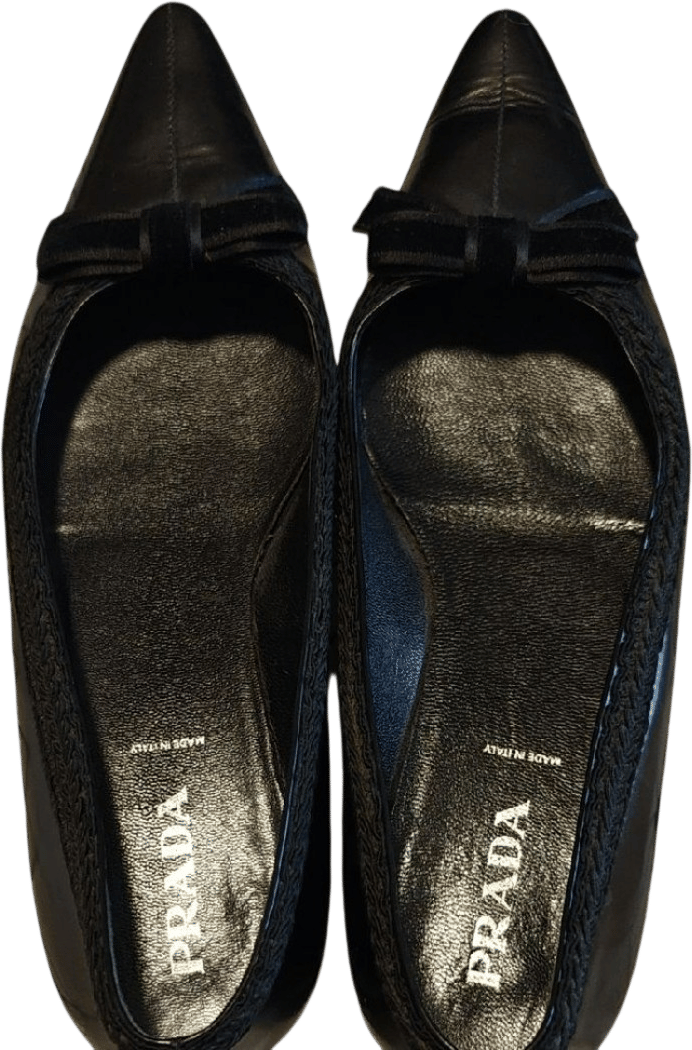 Prada Black Pointed Ballet Flats