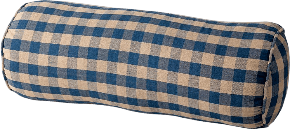 Navy Check Bolster Cushion