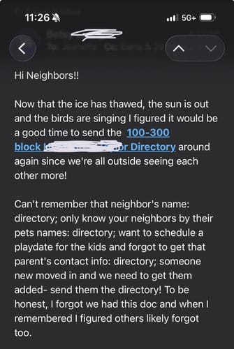 The neighborhood listserv