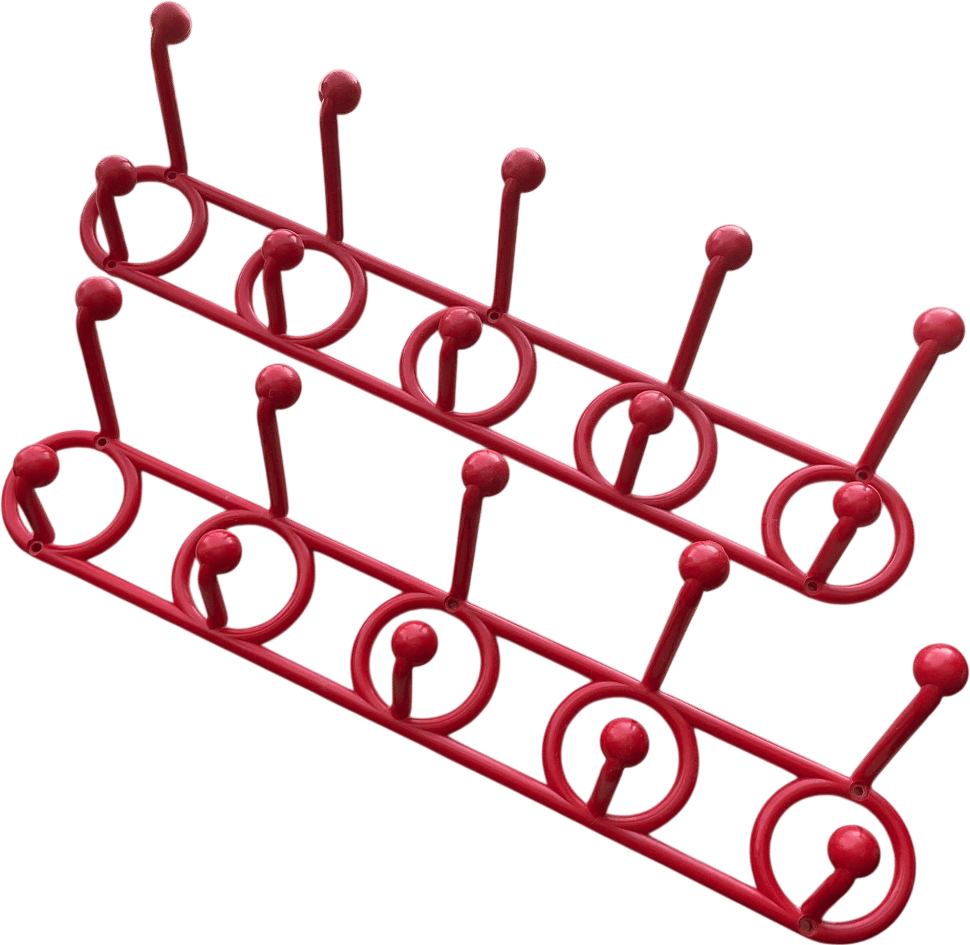 Vintage Yaffa DoReMi Red Plastic Coat Hooks (1980s)