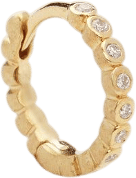 Estelle Yellow Gold and Diamonds Hoop Earring