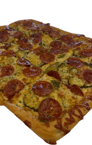 Pickles on A White Pizza