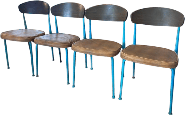 Set of 4 Vintage 1970s School Chairs