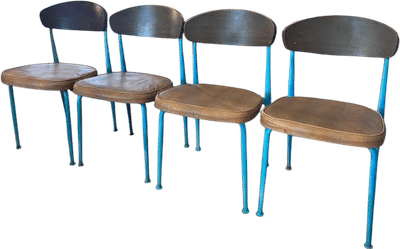 Vintage 1970s School Chairs with Blue Legs