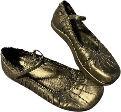 Pleated Leather Mary Jane Flats