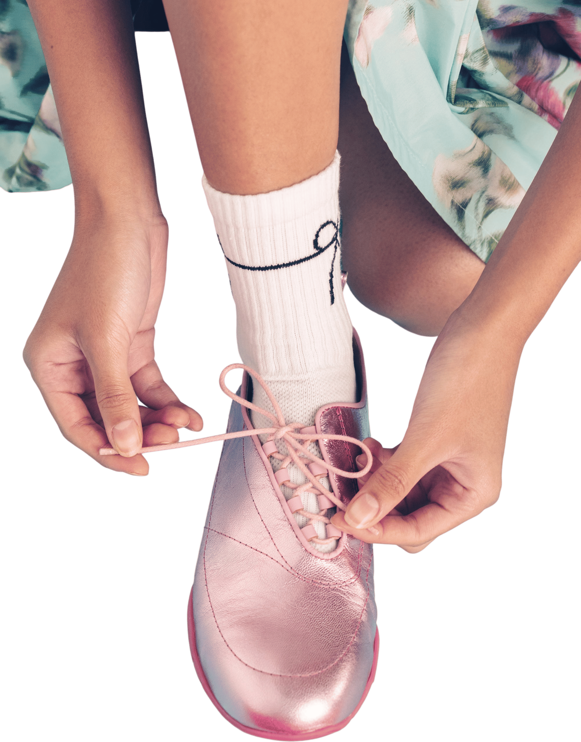 Pink Metallic Shoes with Asymmetric Lace