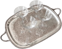 Vintage Silver-Plated Serving Tray with Handles