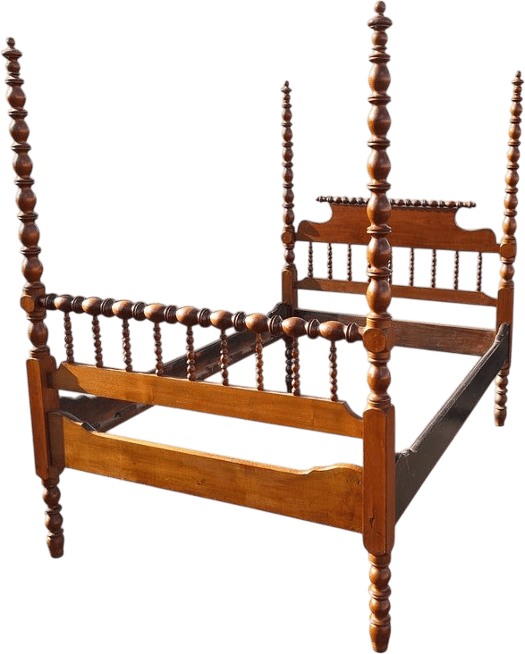 American Classical Bobbin Turned Spindle Fruitwood Poster Full Size Bed
