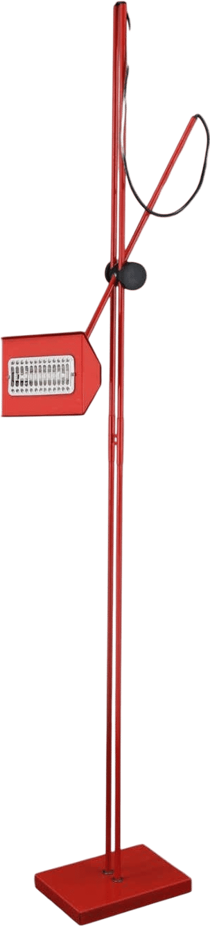 1980s Halogen Red Floor Lamp