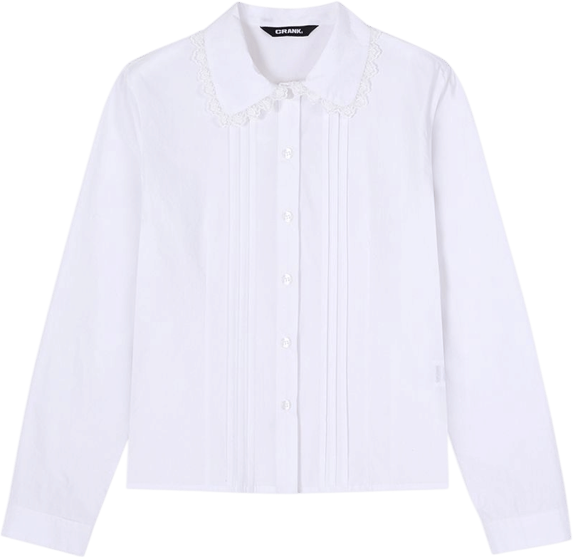 Pintuck Lace Long Sleeve Blouse