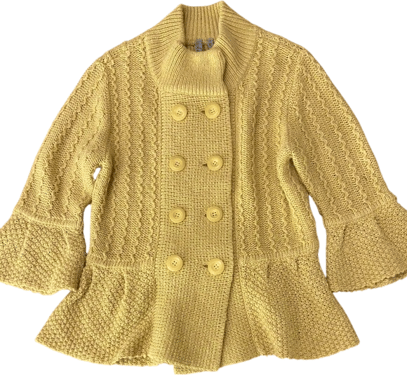 Caslon Double-Breasted Cardigan, Pretty Golden Yellow, Special Details, Size Med