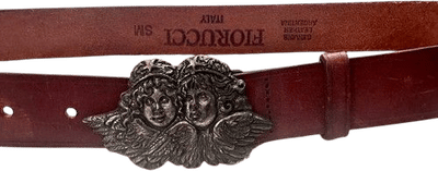 Vintage 1980s Angel Cherub Leather Belt