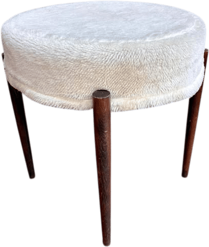 Mid-Century Teak & Sheepskin Stool (1960s)