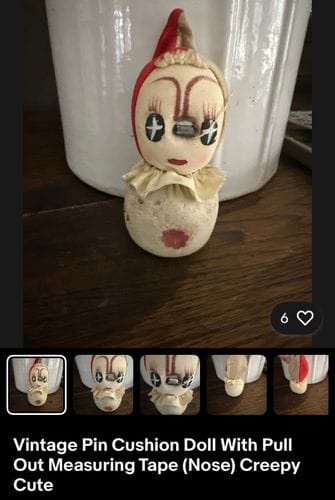 Vintage Tape Measure and Pin Cushion Doll