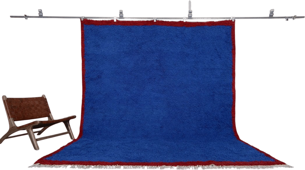 Hand Knotted Moroccan Blue Wool Rug – Custom Beni Ourain Style