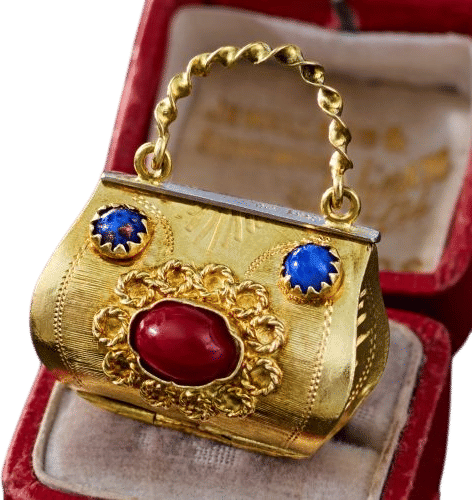 Vintage Eragem 18K Yellow Gold Purse Charm Pendant