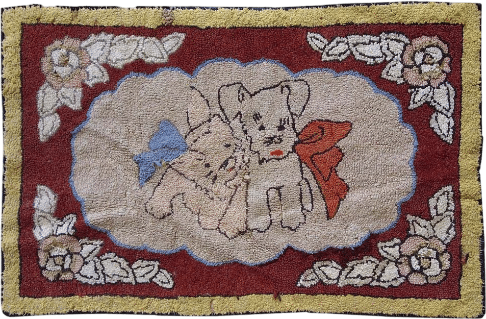 Handmade Antique American Hooked Rug, 1930s, 1C458