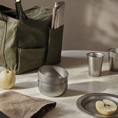 Tumbled Stainless Steel Plates and Cups