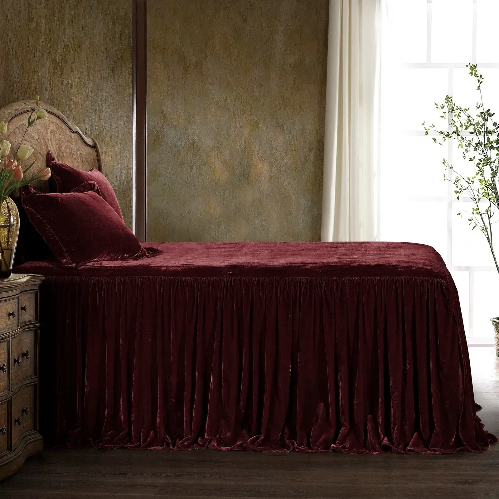 Stella Faux Silk Velvet Bedspread Set