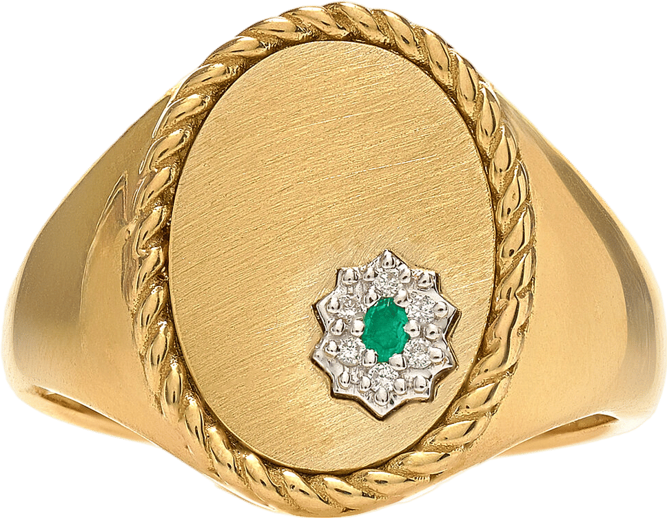Yvonne Leon 9K Yellow Gold Diamond Emerald Ring