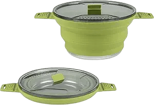 Restaurantware-Hi Tek 2.5 Liter Collapsible Camping Pot, 1 Portable Cook Pot - With Lid, Stainless Steel Bottom, Silicone Camping Cookware, For Travel Or Outdoor Hiking- Restaurantware