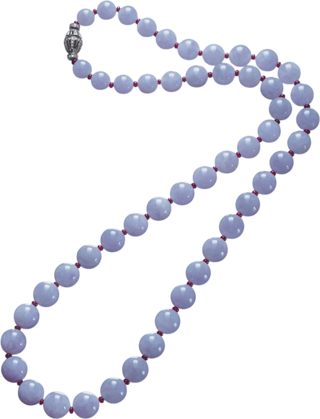 Lavender Jadeite and Ruby Bead Necklace