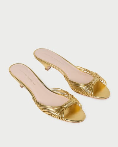 Gold Kitten Heel Sandal