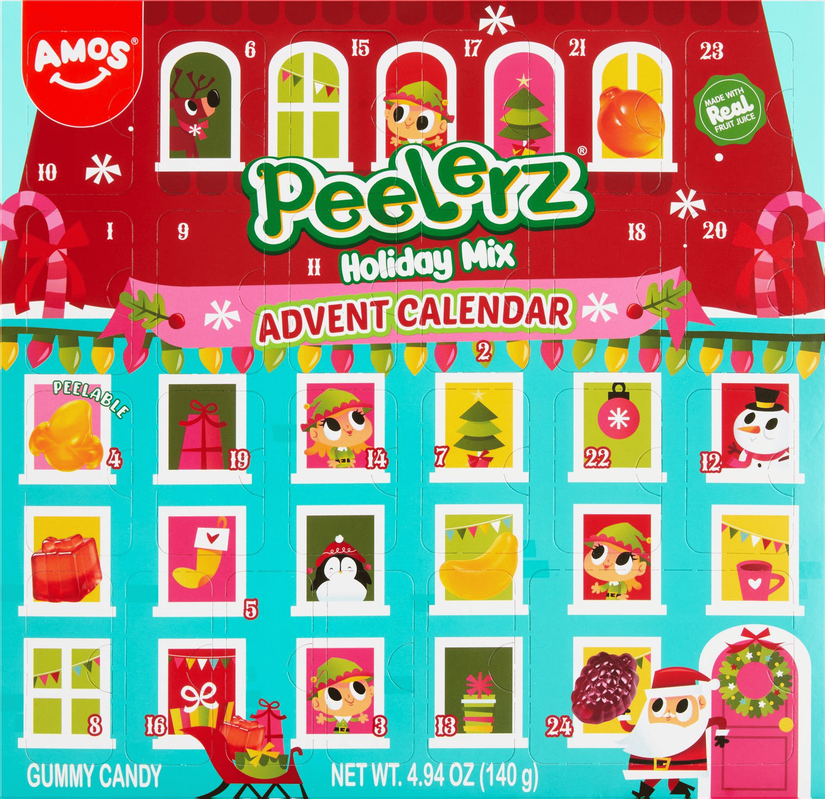 Amos Peelerz Holiday Mix Gummy Candy Advent Calendar