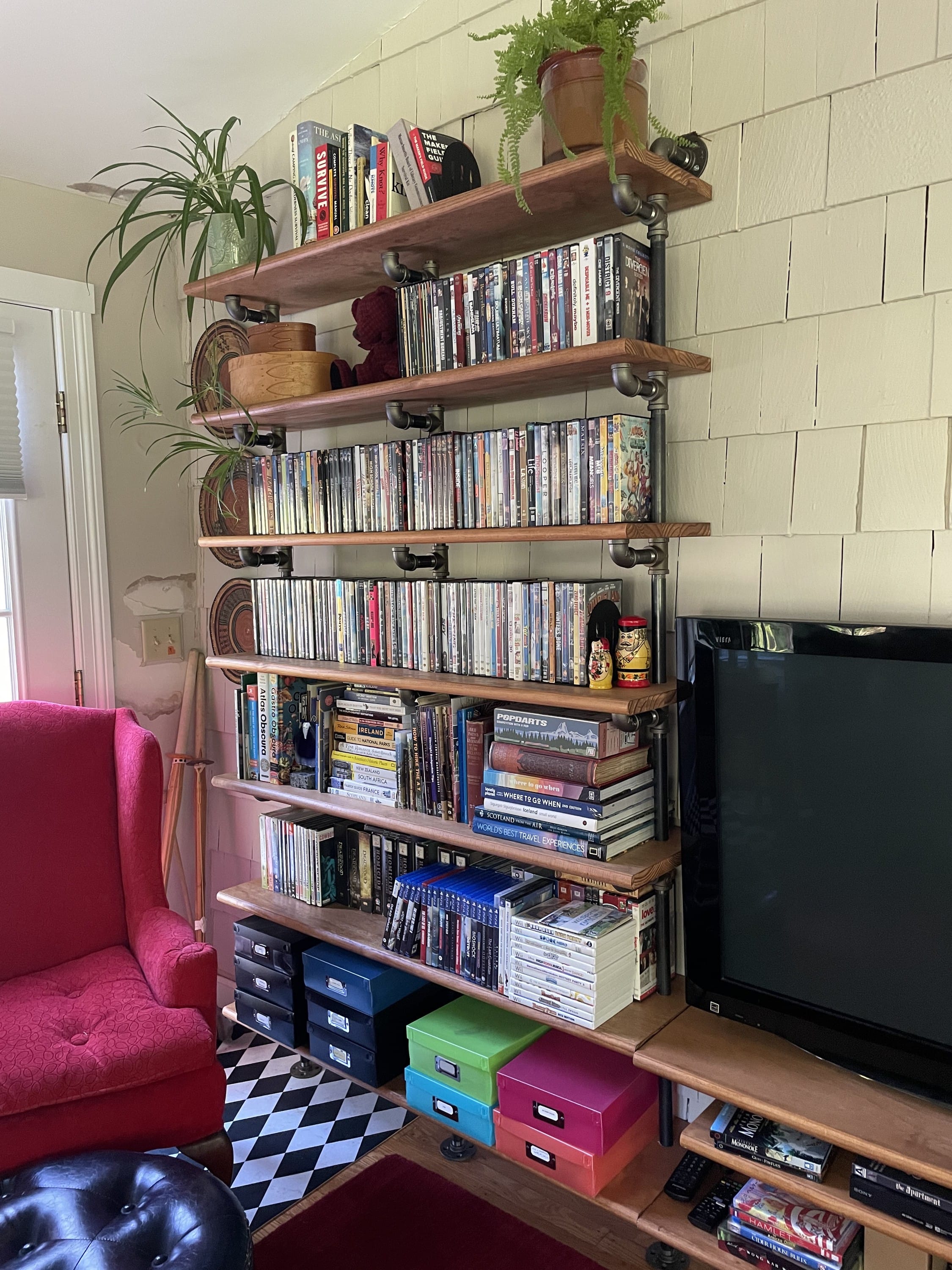 Black Pipe and Stair Tread Bookshelves