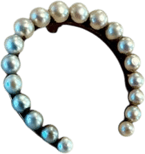 14k High quality Horseshoe Stick pin of 19 natural graduated white pearls-signed and numbered